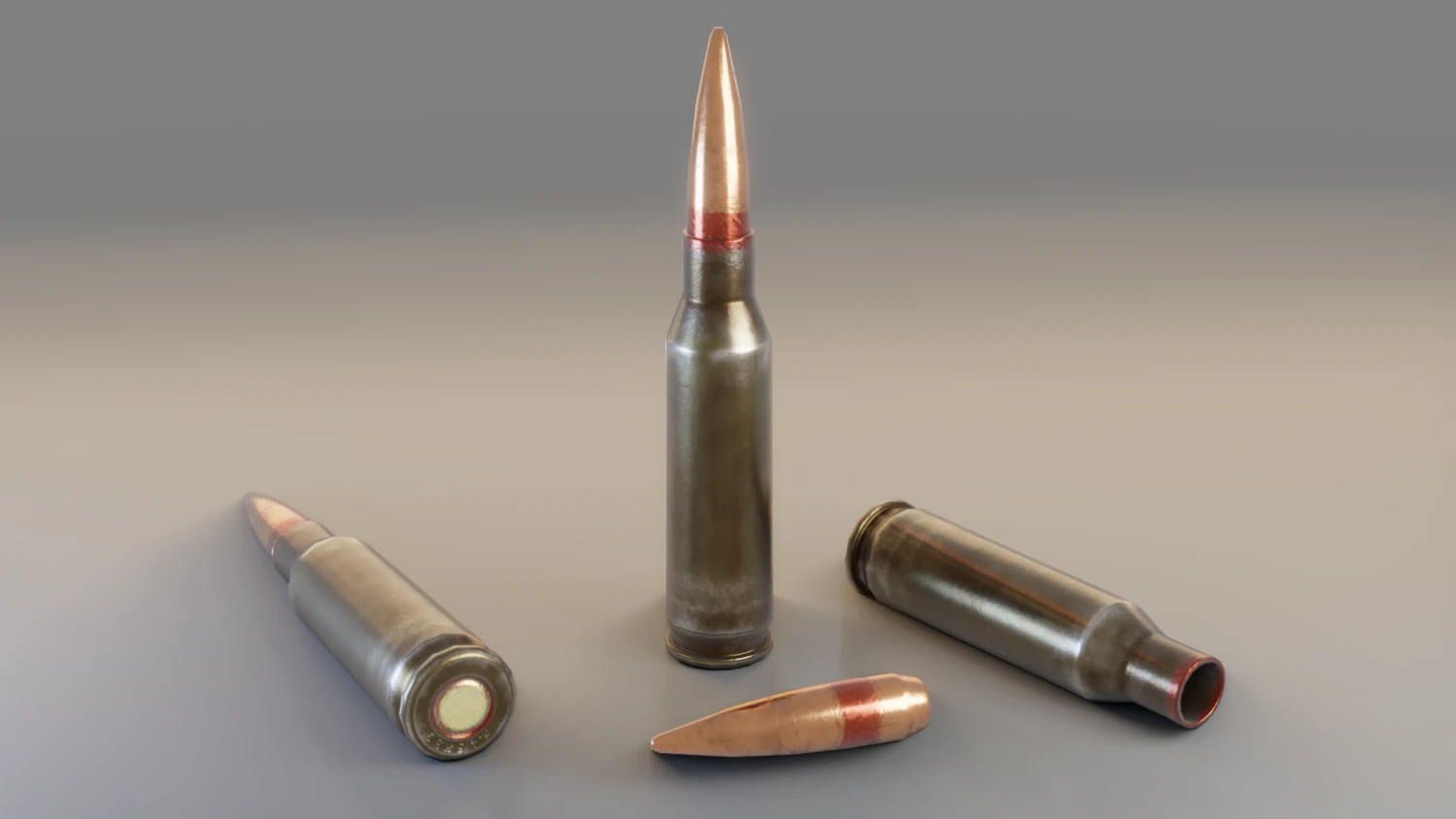 545x39 cartridge 3D Model .c4d .max .obj .3ds .fbx .stl .blend 
