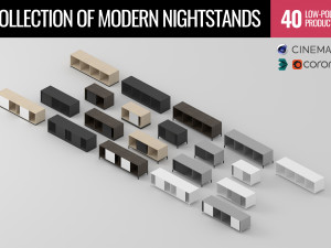 collection of 40 modern nightstands low-poly Model 3D