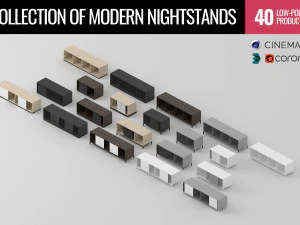 collezione di 40 comodini moderni low-poly Modello 3D