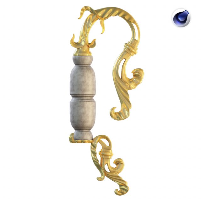 golden decorative molded handle 3Dモデル .c4d .max .obj .3ds .fbx .stl .blend 