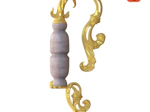 golden decorative molded handle 3D Model