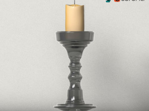 candlestic and candle with flame Modelo 3D