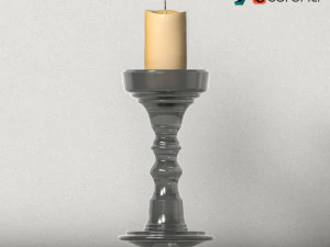 candeliere e candela con fiamma Modello 3D