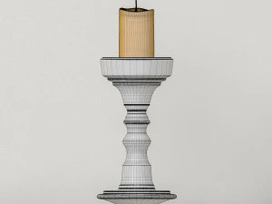 candlestic and candle with flame 3D Model
