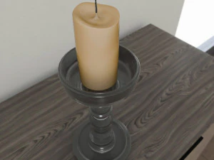 candlestic and candle with flame 3D Model