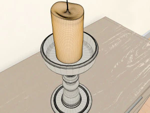 candlestic and candle with flame 3D Model