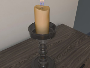 candlestic and candle with flame 3D 模型