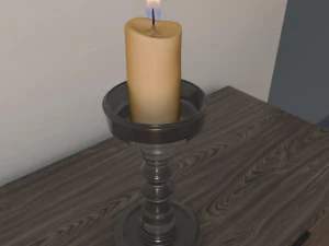 candlestic and candle with flame 3D Model