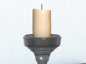 candlestic and candle with flame 3D Model