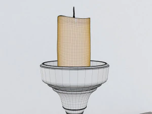 candlestic and candle with flame 3D Model