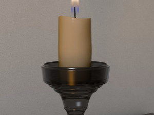 candlestic and candle with flame 3D 模型
