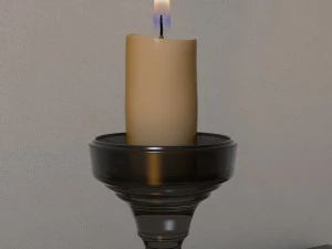 candlestic and candle with flame 3D Model