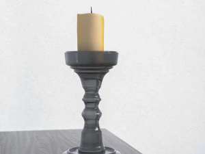 candlestic and candle with flame 3D Model