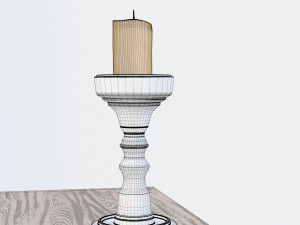 candlestic and candle with flame 3D 模型