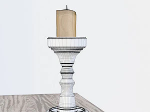 candlestic and candle with flame 3D Model