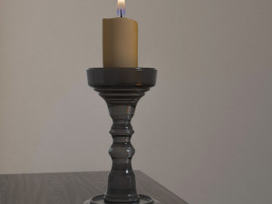 candlestic and candle with flame 3D 模型