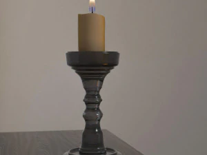candlestic and candle with flame 3D Model