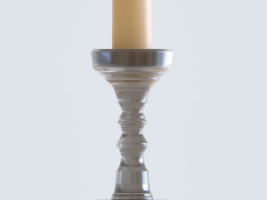 candlestic and candle with flame 3D 模型
