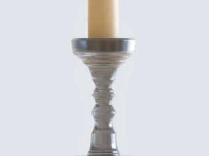candlestic and candle with flame 3D Model