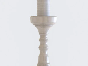 candlestic and candle with flame 3D Model