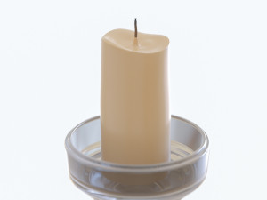 candlestic and candle with flame 3D 模型