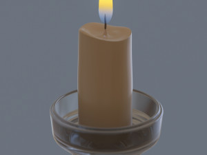 candlestic and candle with flame 3D 模型