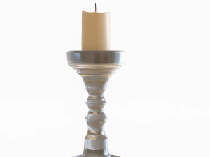 candlestic and candle with flame 3D Model