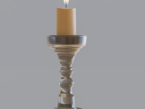 candlestic and candle with flame 3D 模型