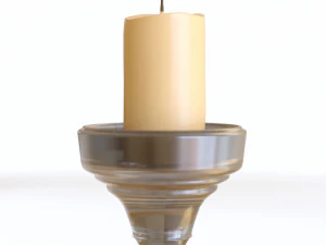 candlestic and candle with flame 3D Model