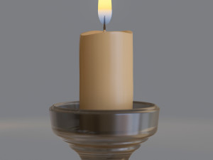 candlestic and candle with flame 3D 模型