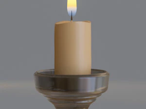 candlestic and candle with flame 3D Model