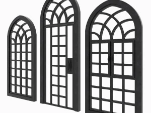 arch windows - doors animated set 3D Model