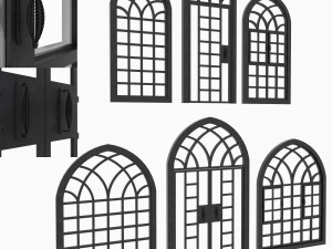 arch windows - doors animated set 3D Model
