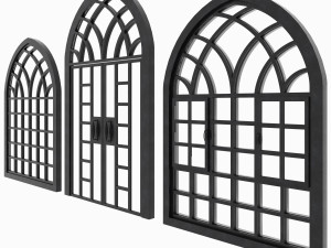 arch windows - doors animated set 3D Model