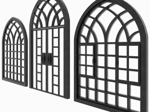 arch windows - doors animated set 3D Model