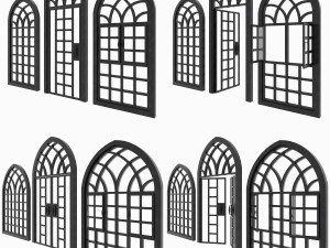 arch windows - doors animated set 3D Model