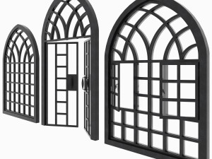 arch windows - doors animated set 3D Model