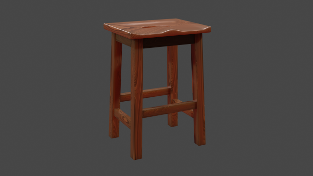 wooden stool 3D Модель .c4d .max .obj .3ds .fbx .stl .blend 