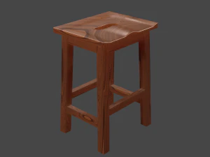 wooden stool 3D Model
