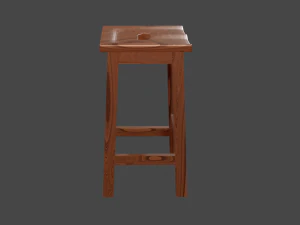 wooden stool 3D Model