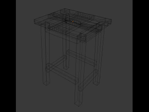 wooden stool 3D Model