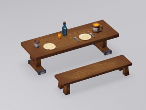 old furniture asset furniture props lowpoly asset 3D Model