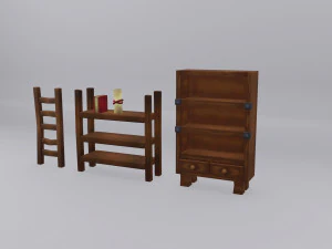 旧家具资产 家具道具 LowPoly 资产 3D 模型