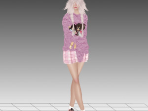 blonde anime girl 3D Model