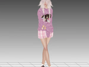 सुनहरे बालों वाली एनीमे लड़की 3D मॉडल