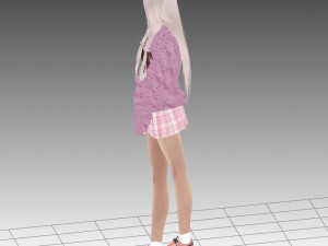 blonde anime girl 3D Model