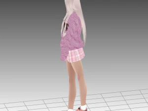 सुनहरे बालों वाली एनीमे लड़की 3D मॉडल