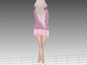 सुनहरे बालों वाली एनीमे लड़की 3D मॉडल