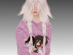 सुनहरे बालों वाली एनीमे लड़की 3D मॉडल