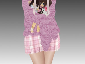 blonde anime girl 3D Model